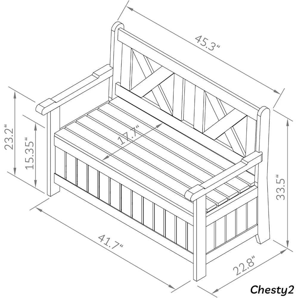 32 Gallon Storage and Cover Waterproof 2-Person 2-Seater, Solid Wood for Outdoor Seating
