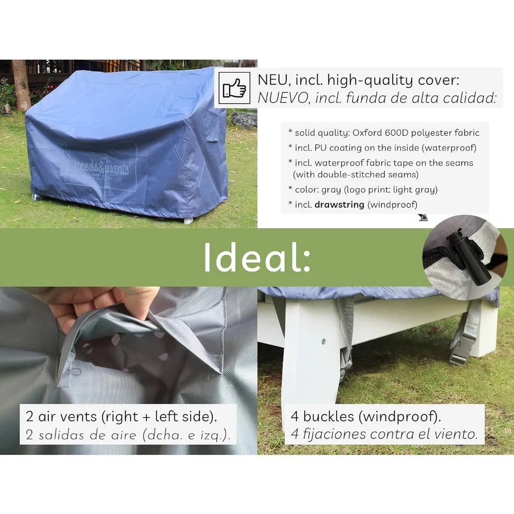 32 Gallon Storage and Cover Waterproof 2-Person 2-Seater, Solid Wood for Outdoor Seating