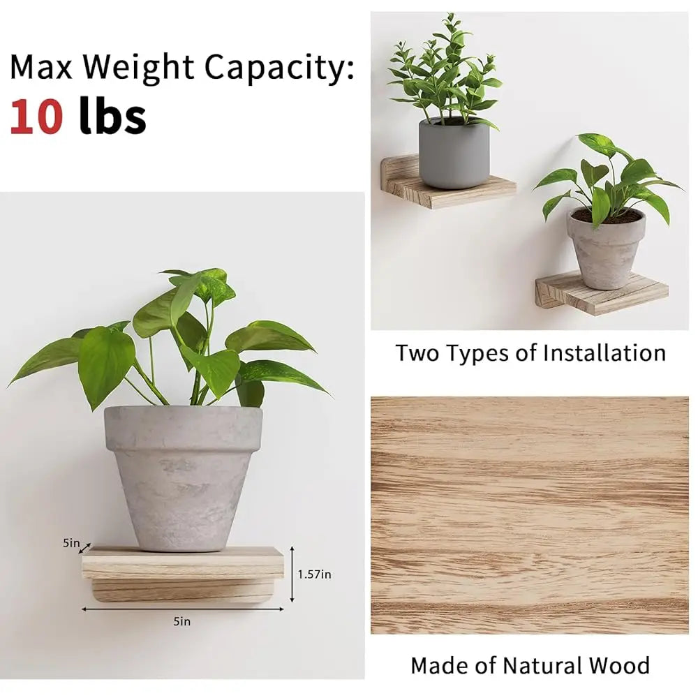 Floating Shelves For Wall, Rustic Wood Small Wall Mounted Shelves For Bedroom, Living Room, Kitchen, Bathroom Decor, Set Of 4,