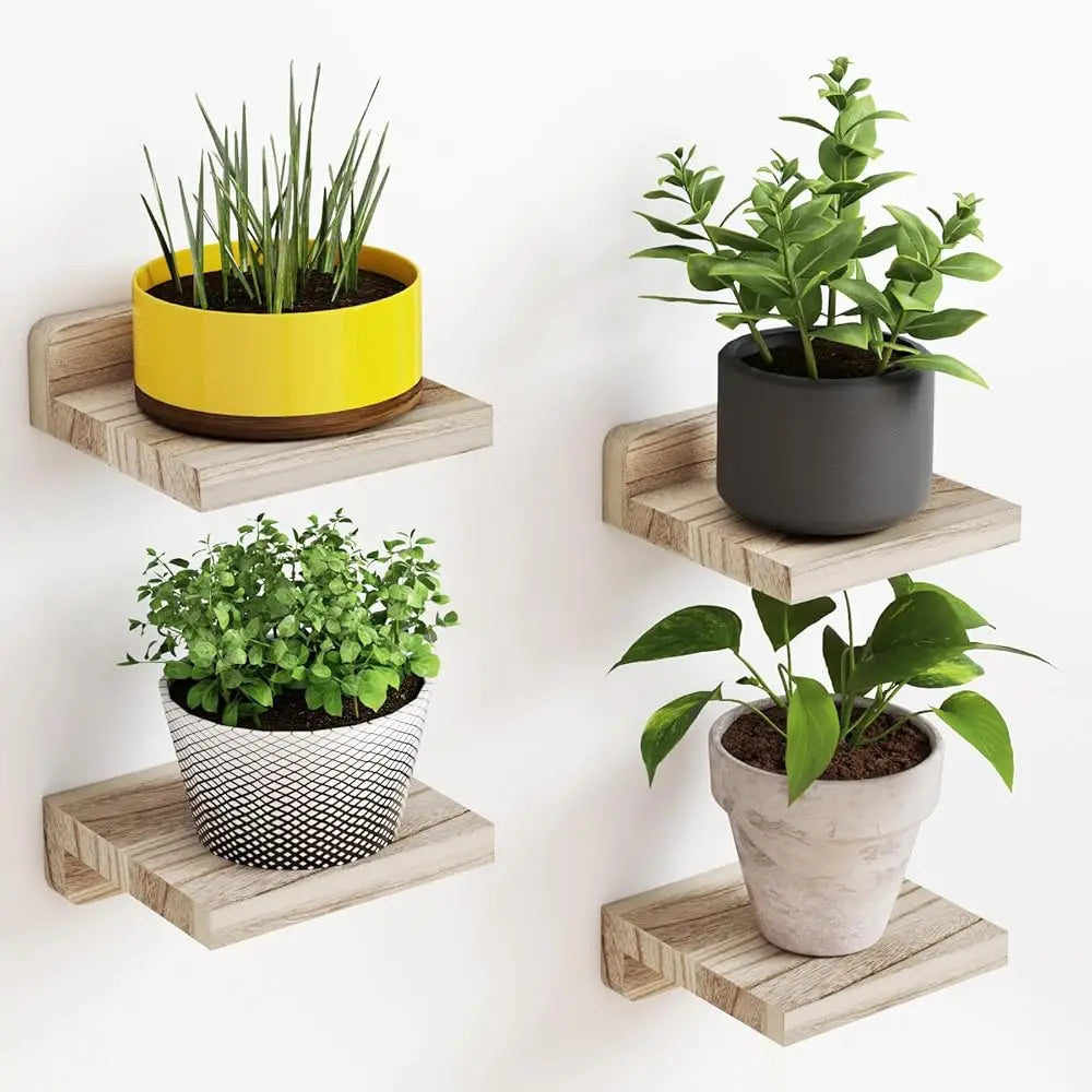 Floating Shelves For Wall, Rustic Wood Small Wall Mounted Shelves For Bedroom, Living Room, Kitchen, Bathroom Decor, Set Of 4,