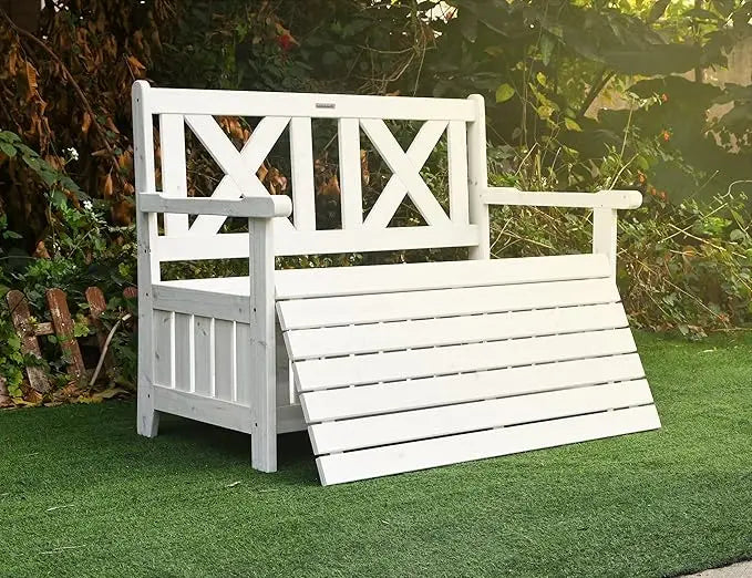 32 Gallon Storage and Cover Waterproof 2-Person 2-Seater, Solid Wood for Outdoor Seating