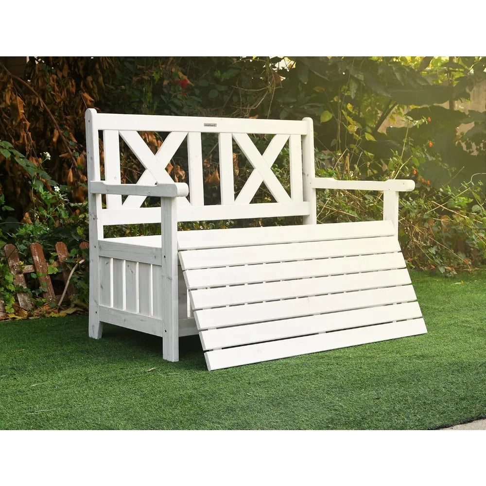 32 Gallon Storage and Cover Waterproof 2-Person 2-Seater, Solid Wood for Outdoor Seating