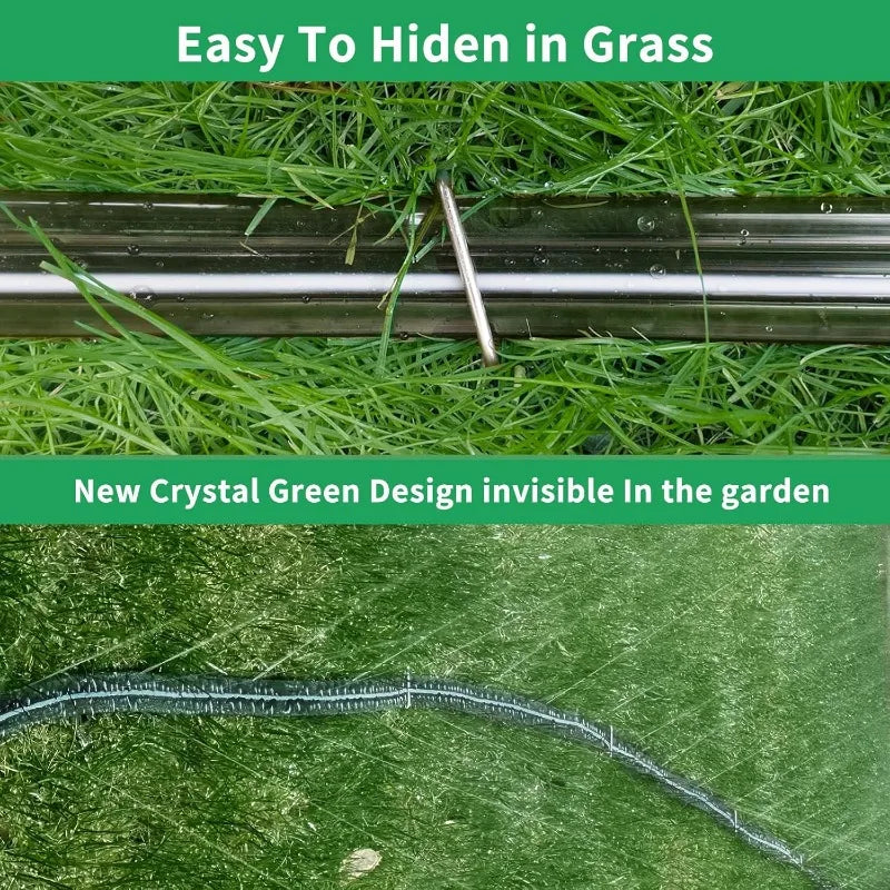 150 FT (75FT*2) Flat Sprinkler Hose for Lawn Watering Garden Soaker Hose with Holes, Heavy Duty Lightweight No-Kink Water