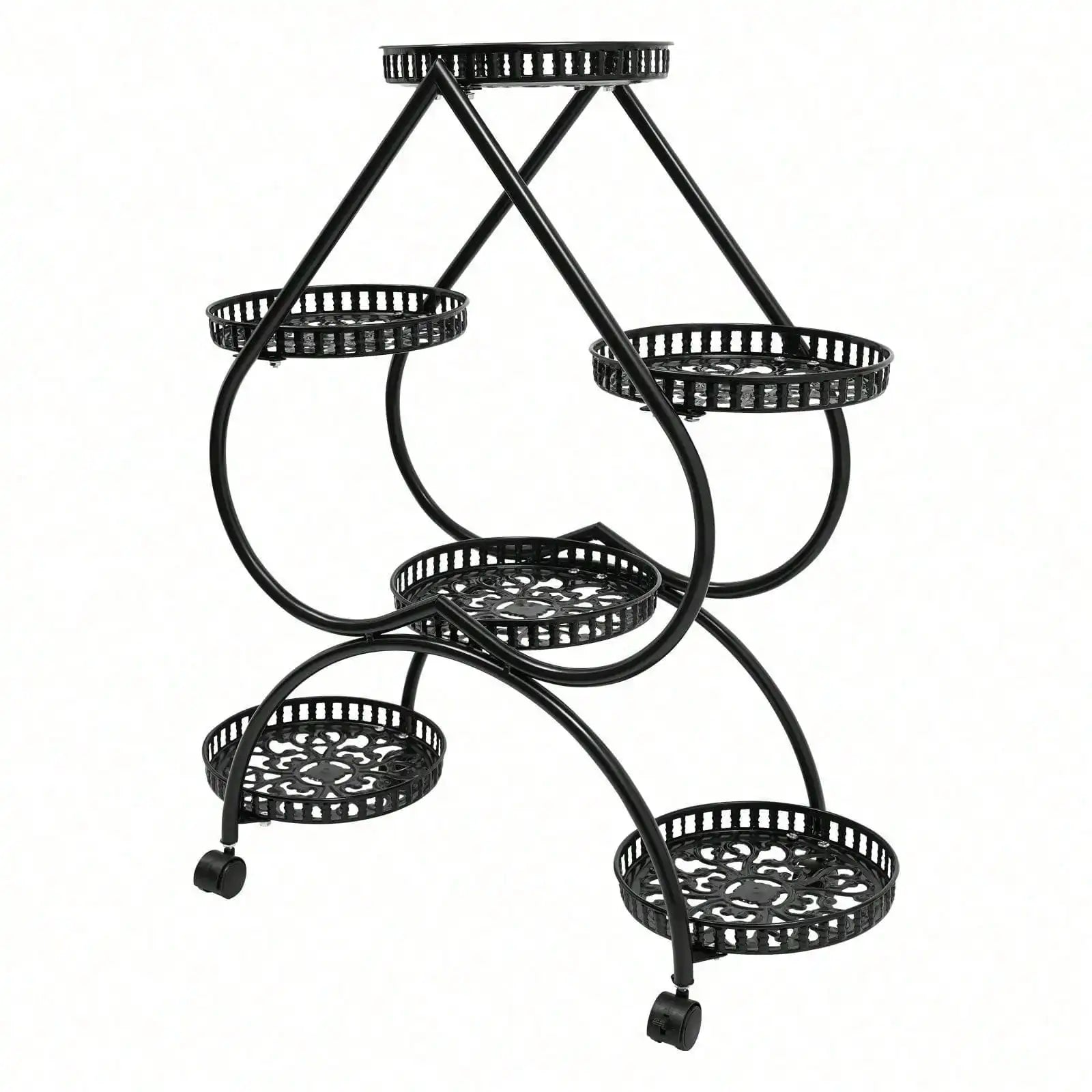 4Tier 6 Potted Plant Stand Multiple Flower Pot Holder Shelves Planter Rack Storage Organizer Display for Garden Balcony