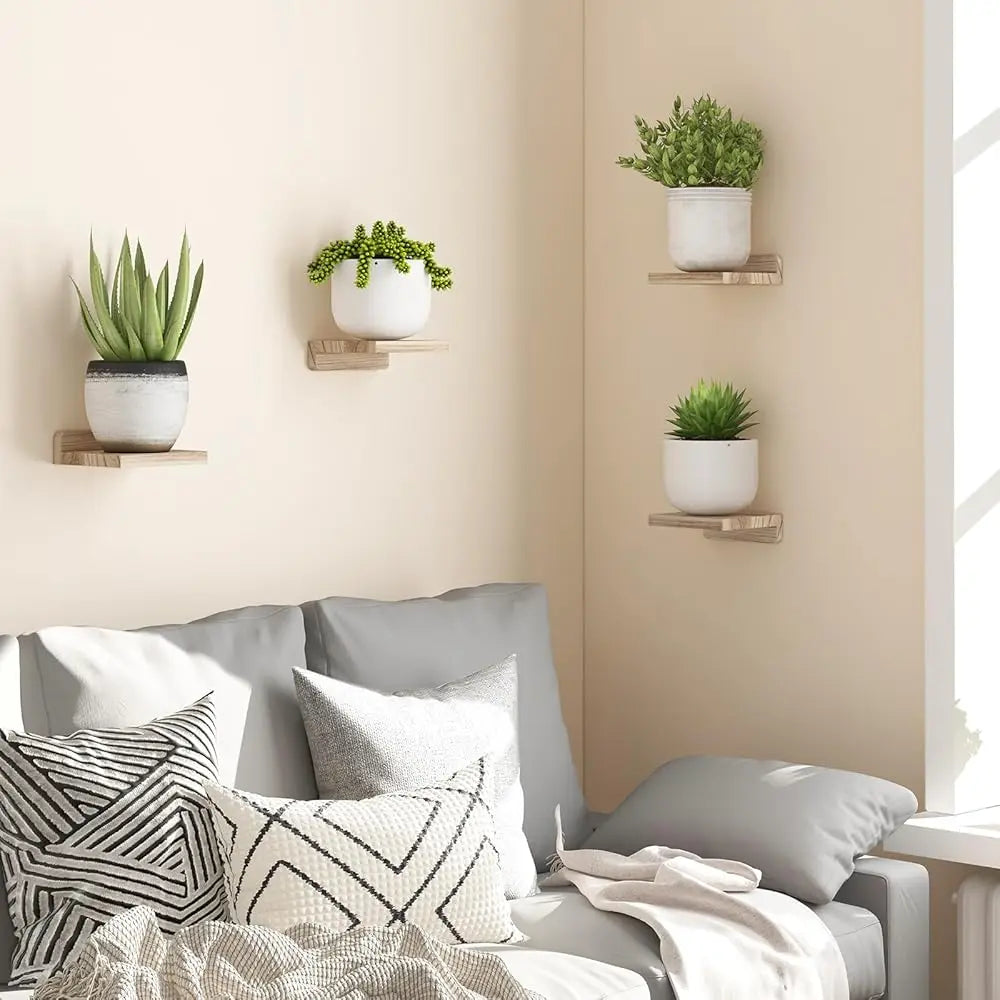 Floating Shelves For Wall, Rustic Wood Small Wall Mounted Shelves For Bedroom, Living Room, Kitchen, Bathroom Decor, Set Of 4,