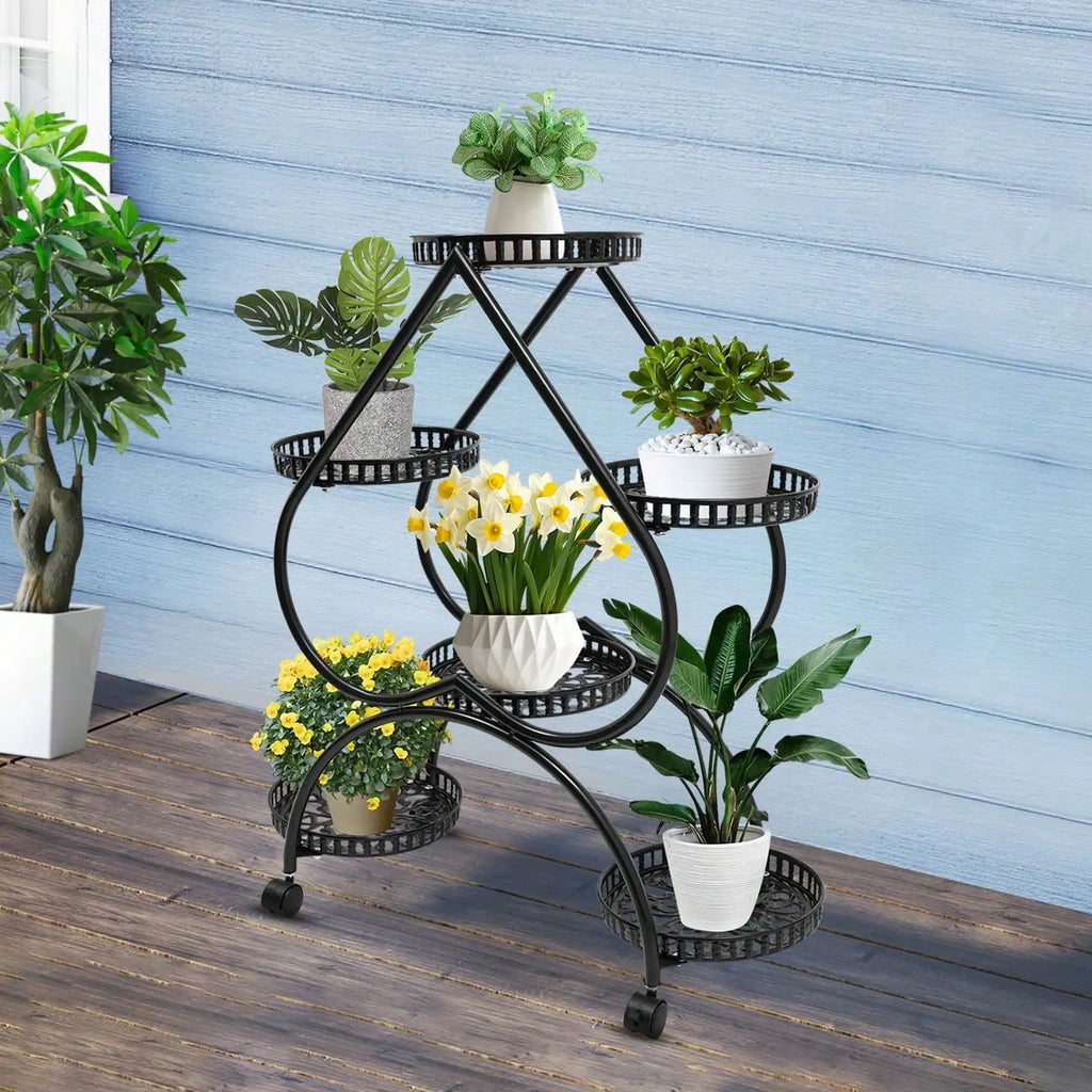 4Tier 6 Potted Plant Stand Multiple Flower Pot Holder Shelves Planter Rack Storage Organizer Display for Garden Balcony