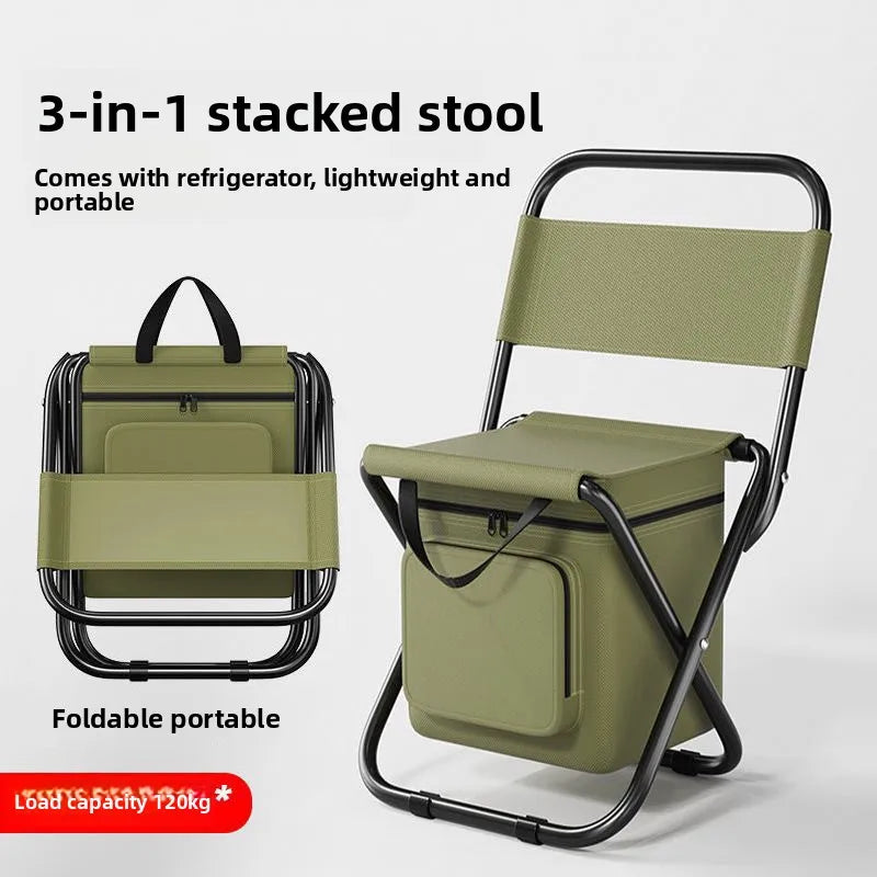 Portable Outdoor Folding Chair 3-in-1 Leisure Chair Outdoor Camouflage Pony Camping Fishing Ice Pack Chair