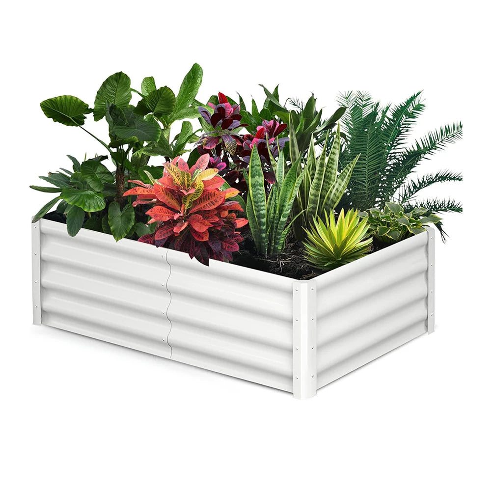 Raised Garden Bed, 8X4X1FT Metal Raised Garden Beds Outdoor, Rectangular Planter Box for Planting Plants, Vegetables and Flower