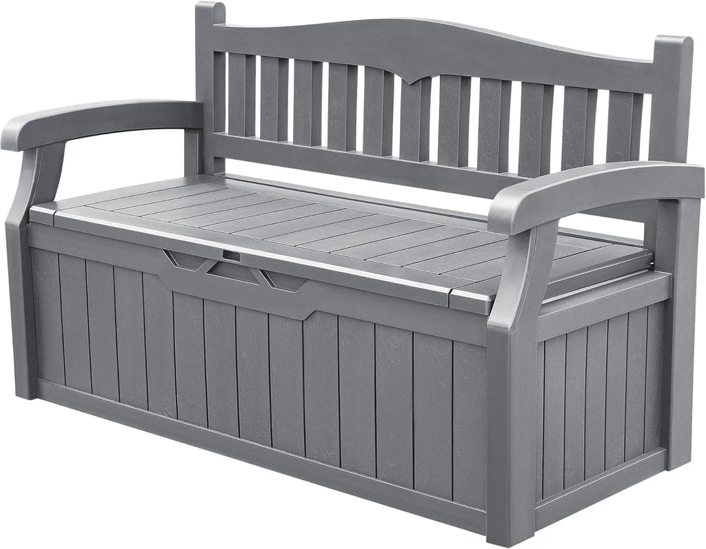 80 Gallon Storage Bench Deck Box Lockable for Patio Furniture, Garden Decor and Outdoor Seating for Garden Tools & Pool Supplies