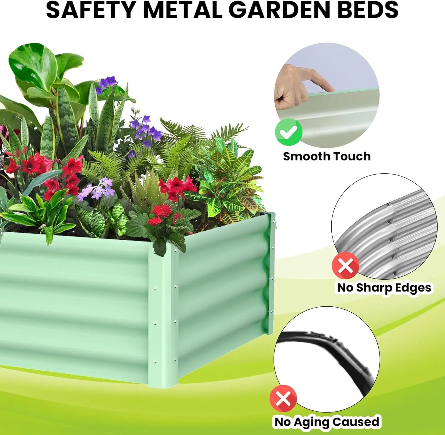 Raised Garden Bed, 8X4X1FT Metal Raised Garden Beds Outdoor, Rectangular Planter Box for Planting Plants, Vegetables and Flower