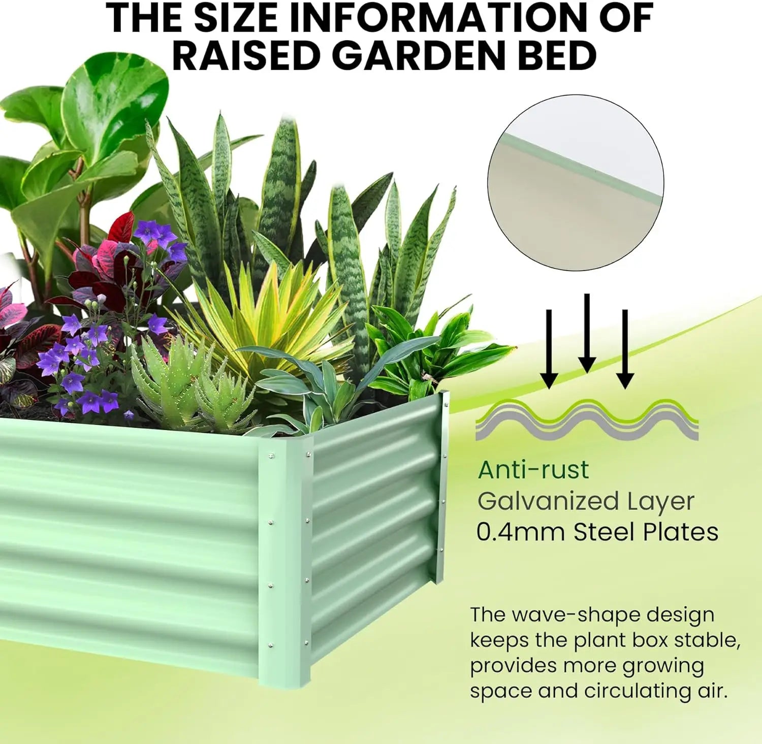 Raised Garden Bed, 8X4X1FT Metal Raised Garden Beds Outdoor, Rectangular Planter Box for Planting Plants, Vegetables and Flower