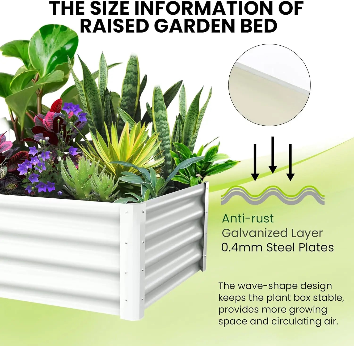 Raised Garden Bed, 8X4X1FT Metal Raised Garden Beds Outdoor, Rectangular Planter Box for Planting Plants, Vegetables and Flower