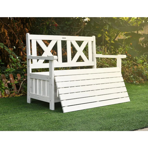 32 Gallon Storage and Cover Waterproof 2-Person 2-Seater, Solid Wood for Outdoor Seating