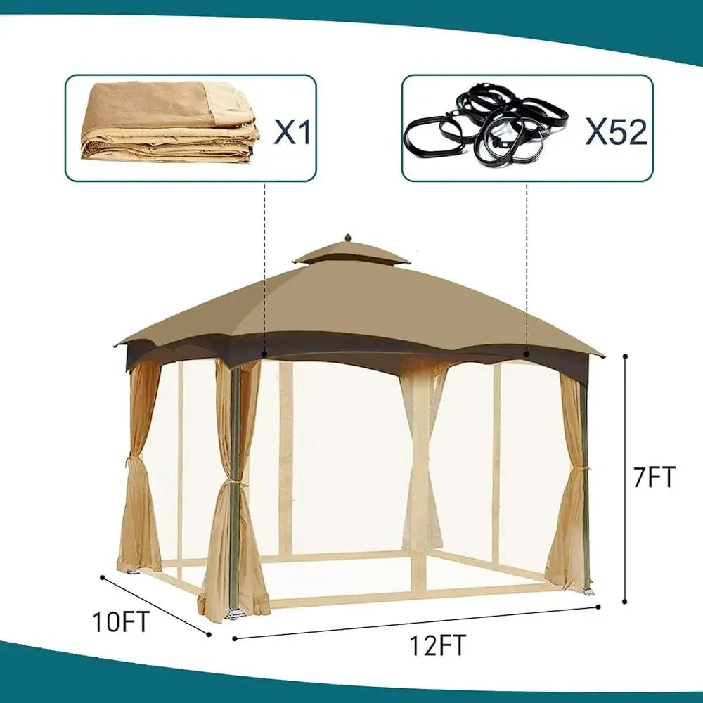 Universal Replacement Mosquito Netting Outdoor Gazebo Canopy 4-Panel Screen Walls with Zipper Durable Weather Resistant Insect