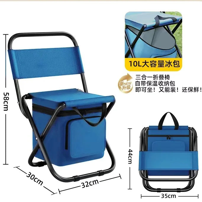 Portable Outdoor Folding Chair 3-in-1 Leisure Chair Outdoor Camouflage Pony Camping Fishing Ice Pack Chair