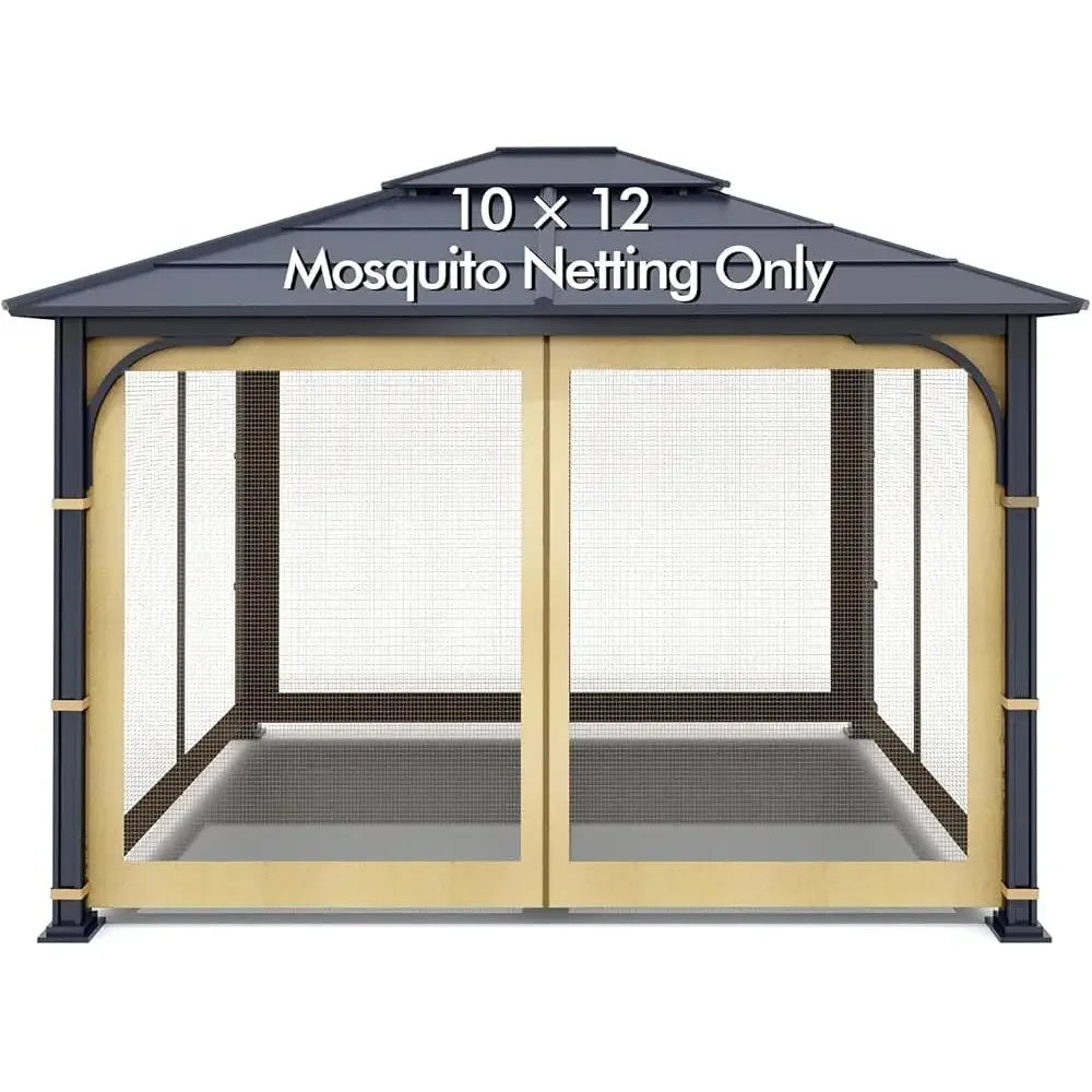 Universal Replacement Mosquito Netting Outdoor Gazebo Canopy 4-Panel Screen Walls with Zipper Durable Weather Resistant Insect
